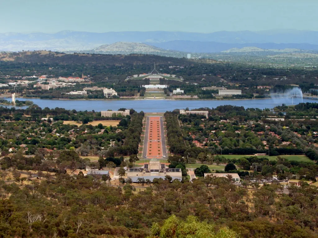 An aerial photo of Canberra