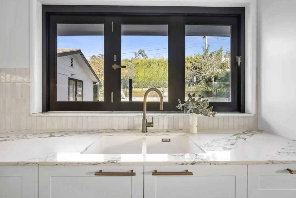 Sliding door windows in a kitchen renovation in Canberra
